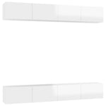 ZNTS TV Cabinets 4 pcs High Gloss White 100x30x30 cm Engineered Wood 3079271