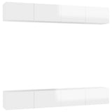 ZNTS TV Cabinets 4 pcs High Gloss White 100x30x30 cm Engineered Wood 3079271