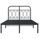 Metal Bed Frame without Mattress with Headboard Black 120x190cm 377114