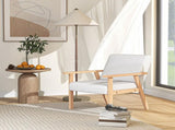 Accent Chair Wood Frame with Thick Linen Cushions Wide Seat Armchair Home Furniture Bedroom Office T3398P328296
