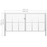 Garden Gate Galvanised Steel 400x200 cm Silver 144303