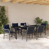 Garden Dining Set with Cushion 7 pcs Grey and Black Rattan 3380251