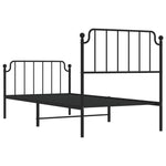 ZNTS Metal Bed Frame with Headboard and Footboard Black 90x200 cm 373898