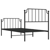 ZNTS Metal Bed Frame with Headboard and Footboard Black 90x200 cm 373898