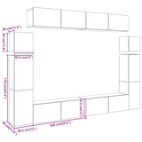 8 Piece TV Cabinet Set Wall-mounted Artisan Oak Engineered Wood 3329012