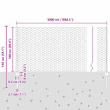 Welded Wire Fence 50 x 1 m PVC-Coated Steel Grey Mesh 3336896
