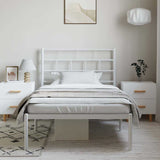 Metal Bed Frame without Mattress with Headboard White 100x190cm 355702