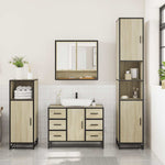 ZNTS 3 Piece Bathroom Furniture Set Sonoma Oak Engineered Wood 3300991