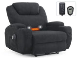 Electric Recliner Chair with 2-Point Massage & Heating, Black Fabric Indoor Functional Chair, 120kg 35128213