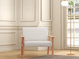 Accent Chair Wood Frame with Thick Linen Cushions Wide Seat Armchair Home Furniture Bedroom Office T3398P328296