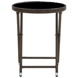 Tea Table Brown 60 cm Poly Rattan and Tempered Glass 310560