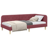 Corner Bed Frame with Headboard Wine Red 100 x 200 cm Fabric 42016580