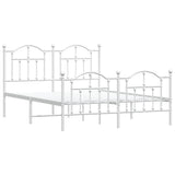 Metal Bed Frame without Mattress with Footboard White 135x190cm 353505