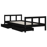 Kids Bed Frame with Drawers Black 90x190 cm Solid Wood Pine 834419