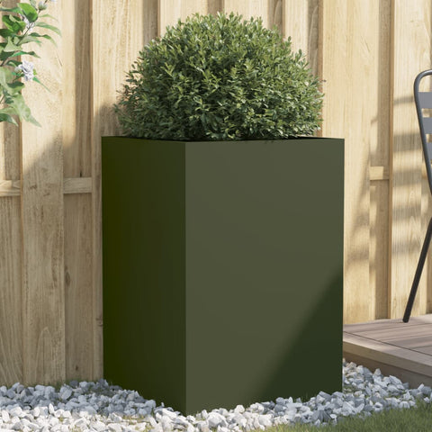 ZNTS Planter Olive Green 52x48x75 cm Steel 841586