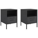 ZNTS Bedside Cabinets 2 pcs Black 36x39x50.5 cm Steel 843055