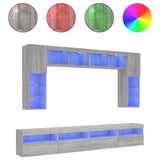 8 Piece TV Wall Cabinet Set with LED Lights Grey Sonoma 3216769