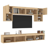 6 Piece TV Wall Units with LED Sonoma Oak Engineered Wood 3216706