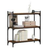 Bookcase 3-Tier Brown Oak 80x30x86 cm Engineered Wood 837671