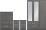 ZNTS Nevada 3 Door 2 Drawer Mirrored Wardrobe Bedroom Set 100-108-037