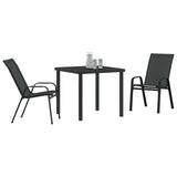 Garden Dining Set 3 pcs Black Powder-coated Steel 3379114
