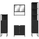 4 Piece Bathroom Furniture Set Black Engineered Wood 3214710