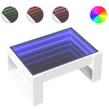Coffee Table with Infinity LED White 70x53x30 cm 847630