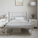 Metal Bed Frame without Mattress with Footboard White 100x200cm 355525