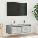 TV Cabinet with LED Lights Concrete Grey 75x35.5x25 cm 860232