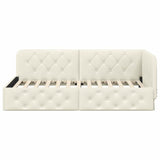 Corner Bed Frame with Headboard Cream 100 x 200 cm Velvet 42016550