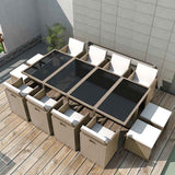 42558 13 Piece Outdoor Dining Set with Cushions Poly Rattan Beige