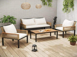 Garden lounge set, garden furniture set with comfortable cushions, double sofa, 2 armchairs and N606P239503A