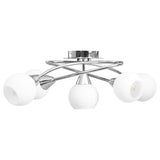 Ceiling Lamp with Ceramic Shades for 5 E14 Bulbs White Bowl 289237