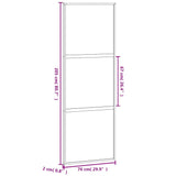 Sliding Door White 76x205 cm Tempered Glass and Aluminium 155204