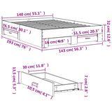 Bed Frame Grey Sonoma Engineered wood 140 x 190 cm Bed Frame 3280403