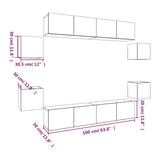 8 Piece TV Cabinet Set White Engineered Wood 3114214