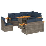 9 Piece Garden Sofa Set with Cushions Grey Poly Rattan Acacia 3327617