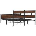 ZNTS Metal Bed Frame without Mattress Brown Oak 160x200 cm 3308516
