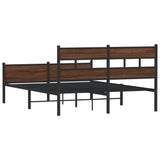 ZNTS Metal Bed Frame without Mattress Brown Oak 160x200 cm 3308516