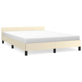 Bed Frame with Headboard without Mattress Cream 140x190 cm 347497