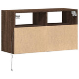 TV Wall Cabinet with LED Lights Brown Oak 80x31x45 cm 852333