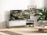 Marble Effect TV Unit, TV Stand Cabinet for up to 70" TVs, Modern TV Cabinet with Shelves and T3398P344666