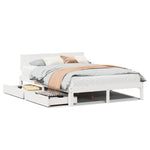 ZNTS Bed Frame with Drawers without Mattress White 150x200 cm King Size 3301987