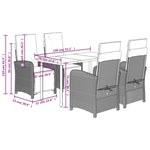 ZNTS 5 Piece Garden Dining Set with Cushions Light Grey Poly Rattan 3212607