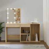 LED Dressing Table with Cabinet Sonoma Oak Engineered Wood 3082020