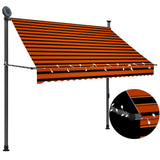 Manual Retractable Awning with LED 200 cm Orange and Brown 145878