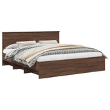 Bed Frame with Headboard Brown Oak 200 x 200 cm Engineered Wood 3408822