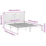 Extra Long Bed Frame without Mattress 140x210 cm Solid Wood 3309299