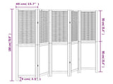 Room Divider 5 Panels White Solid Wood Paulownia 358726