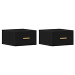 ZNTS Wall-mounted Bedside Cabinet Black oak Particle board Small 862112